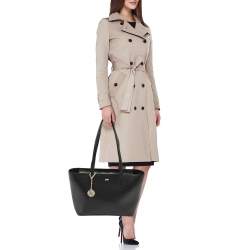 Dkny Black Leather Bryant Zip Tote