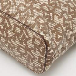 Dkny Beige/Brown Monogram Coated Canvas and Leather Crossbody Bag