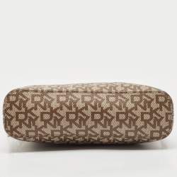 Dkny Beige/Brown Monogram Coated Canvas and Leather Crossbody Bag