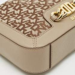 Pre Owned DKNY Beige Signature Canvas and Leather Valencia Shoulder Bag