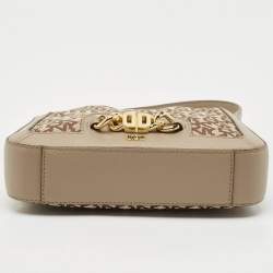 Pre Owned DKNY Beige Signature Canvas and Leather Valencia Shoulder Bag