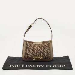 Pre Owned DKNY Beige Signature Canvas and Leather Valencia Shoulder Bag
