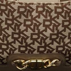 Pre Owned DKNY Beige Signature Canvas and Leather Valencia Shoulder Bag