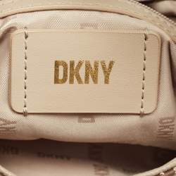 Pre Owned DKNY Beige Signature Canvas and Leather Valencia Shoulder Bag