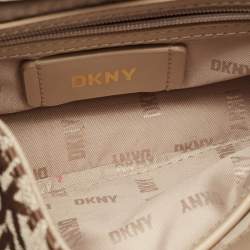 Pre Owned DKNY Beige Signature Canvas and Leather Valencia Shoulder Bag