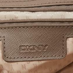 Pre Owned DKNY Taupe Grey Leather Double Zip Satchel