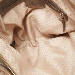 Pre Owned DKNY Taupe Grey Leather Double Zip Satchel
