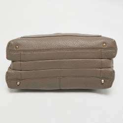 Pre Owned DKNY Taupe Grey Leather Double Zip Satchel