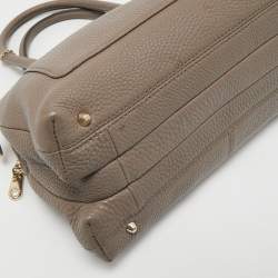 Pre Owned DKNY Taupe Grey Leather Double Zip Satchel