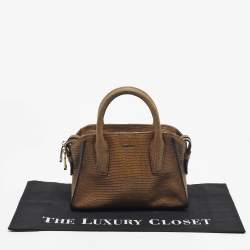 Pre Owned DKNY Brown Lizard Embossed Leather Chelsea Satchel