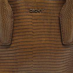 Pre Owned DKNY Brown Lizard Embossed Leather Chelsea Satchel