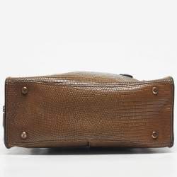 Pre Owned DKNY Brown Lizard Embossed Leather Chelsea Satchel