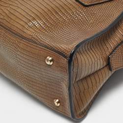 Pre Owned DKNY Brown Lizard Embossed Leather Chelsea Satchel