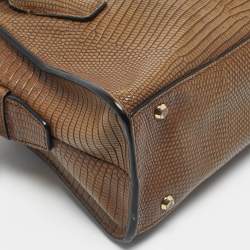 Pre Owned DKNY Brown Lizard Embossed Leather Chelsea Satchel