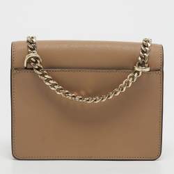 Pre Owned DKNY Beige Leather Flap Chain Crossbody Bag