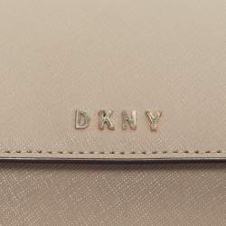 Pre Owned DKNY Beige Leather Flap Chain Crossbody Bag