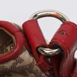 Pre Owned Dkny Beige/Red Canvas and Leather Crossbody Bag