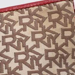 Pre Owned Dkny Beige/Red Canvas and Leather Crossbody Bag
