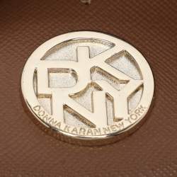 Pre Owned Dkny Beige/Red Canvas and Leather Crossbody Bag