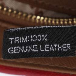 Pre Owned Dkny Beige/Red Canvas and Leather Crossbody Bag