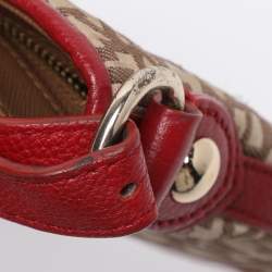 Pre Owned Dkny Beige/Red Canvas and Leather Crossbody Bag