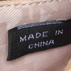 Pre Owned DKNY Beige/Red Canvas and Leather Zip Around Wallet