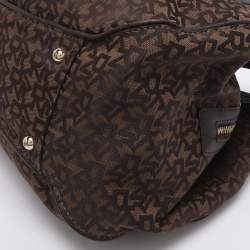 Pre Owned Dkny Brown Signature Canvas and Leather D Buckle Hobo
