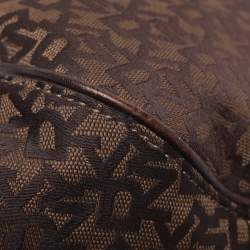 Pre Owned Dkny Brown Signature Canvas and Leather D Buckle Hobo
