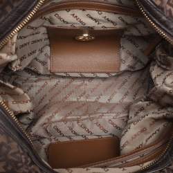 Pre Owned Dkny Brown Signature Canvas and Leather D Buckle Hobo