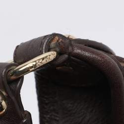 Pre Owned Dkny Brown Signature Canvas and Leather D Buckle Hobo