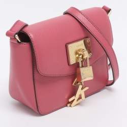 Pre Owned DKNY Pink Leather Small Elisa Crossbody Bag