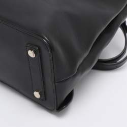 Pre Owned DKNY Black Leather Logo Print Jade Flap Backpack