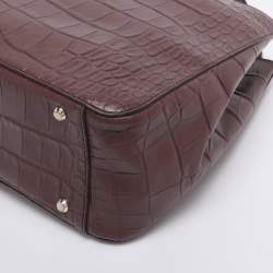 Pre Owned DKNY Burgundy Croc Embossed Leather Chain Tote