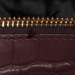 Pre Owned DKNY Burgundy Croc Embossed Leather Chain Tote