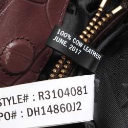 Pre Owned DKNY Burgundy Croc Embossed Leather Chain Tote