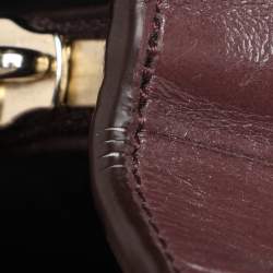 Pre Owned DKNY Burgundy Croc Embossed Leather Chain Tote