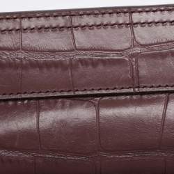Pre Owned DKNY Burgundy Croc Embossed Leather Chain Tote