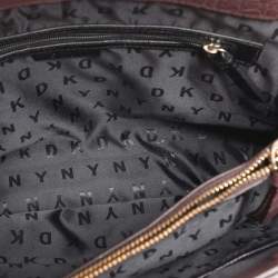 Pre Owned DKNY Burgundy Croc Embossed Leather Chain Tote