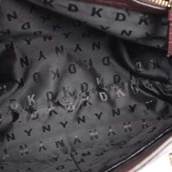 Pre Owned DKNY Burgundy Croc Embossed Leather Chain Tote