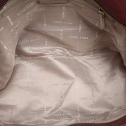 Pre Owned Dkny Beige/Burgundy Canvas and Leather Tote