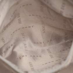 Pre Owned Dkny Beige/Burgundy Canvas and Leather Tote