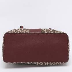 Pre Owned Dkny Beige/Burgundy Canvas and Leather Tote