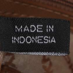 Pre Owned DKNY Beige/Tan Canvas and Croc Embossed Leather Top Handle Bag