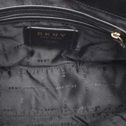 Pre Owned DKNY Black Croc Embossed Leather Cooper Satchel