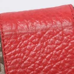 Pre Owned DKNY Beige/Red Canvas and Leather Chain Shoulder Bag