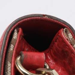 Pre Owned DKNY Beige/Red Canvas and Leather Chain Shoulder Bag