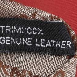 Pre Owned DKNY Beige/Red Canvas and Leather Chain Shoulder Bag