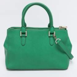 Pre Owned DKNY Green Saffiano Leather Robinson Double Zip Tote