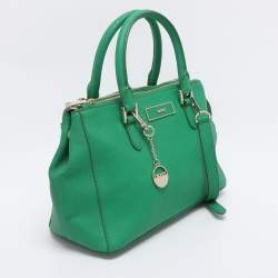 Pre Owned DKNY Green Saffiano Leather Robinson Double Zip Tote