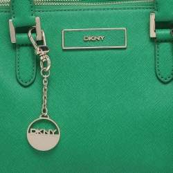 Pre Owned DKNY Green Saffiano Leather Robinson Double Zip Tote